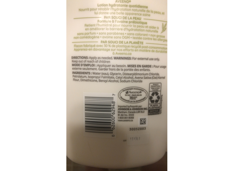 Aveeno Daily Moisturizing Lotion, Oat, 710 mL
