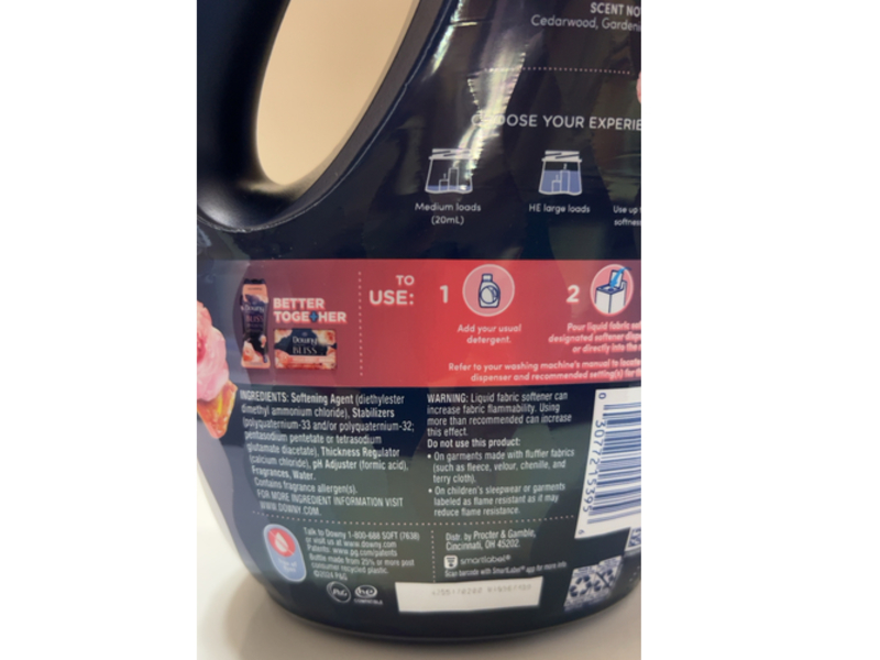 Downy Ultra Soft Liquid Fabric Softener, Bliss Sparkling Amber & Rose, 83 Loads, 56 fl oz/1.66 L