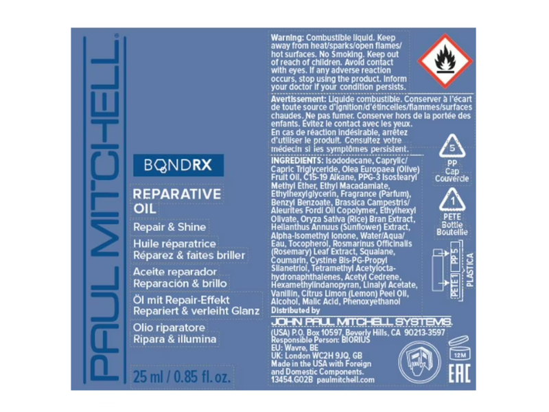 Paul Mitchell Bond Rx Reparative Oil, 0.85 fl oz/25 mL