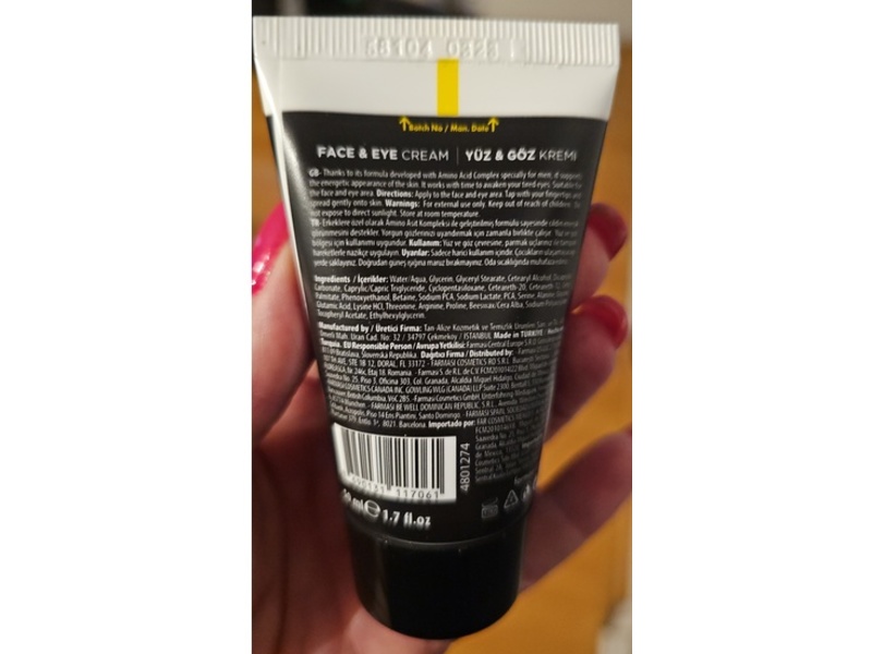 Farmasi Shield Man Face & Eye Cream, Amino Acid Complex, 1.7 fl oz/50 mL