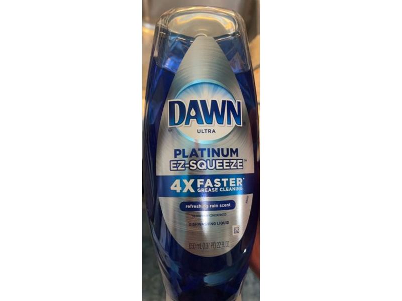Dawn Dishwashing Liquid Ultra Platinum Ez-Squeeze 4x Faster, Refreshing Rain Scent, 22 fl oz/650 mL