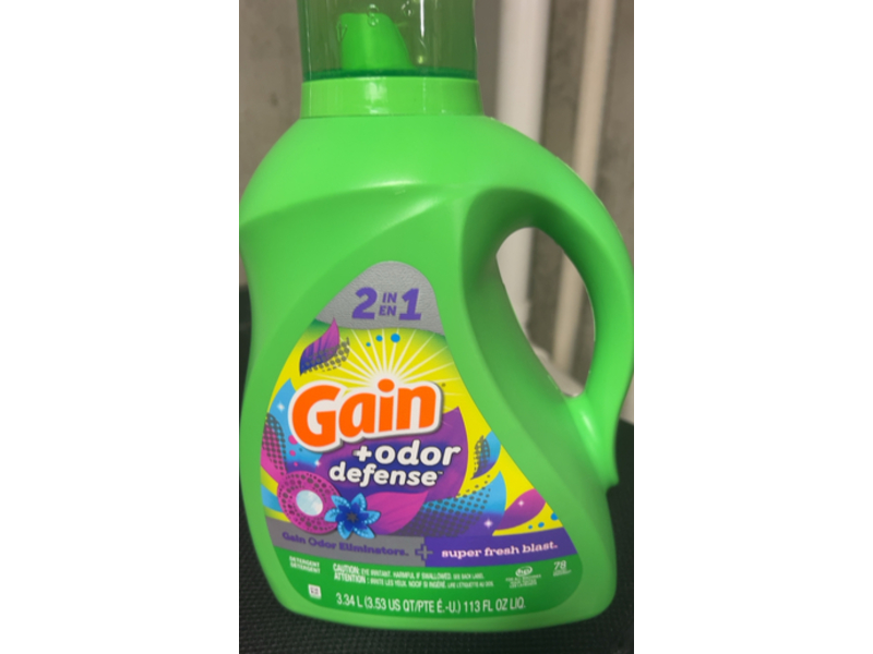 Gain + Odor Defense Liquid Laundry Detergent, Super Fresh Blast Scent, 113 Oz, 78 Loads,