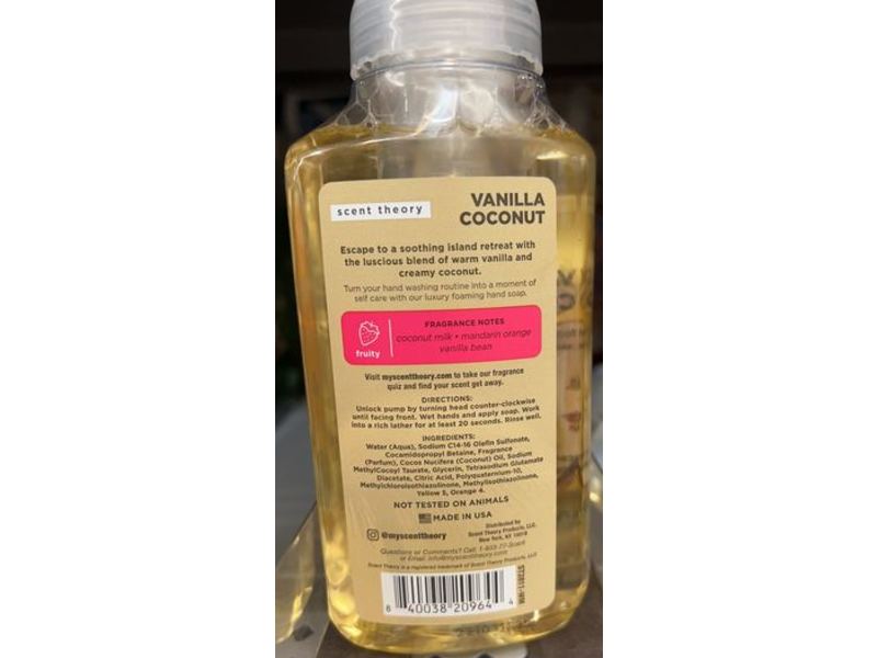 Scent Theory Foaming Hand Soap, Vanilla Coconut, 11 fl oz/325 mL, Pack Of 2