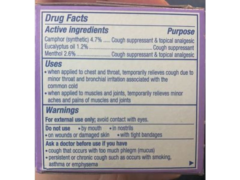 Vicks Vapo Rub Ointment, Lavender Scent, 1.76 oz/50 g, Pack Of 4