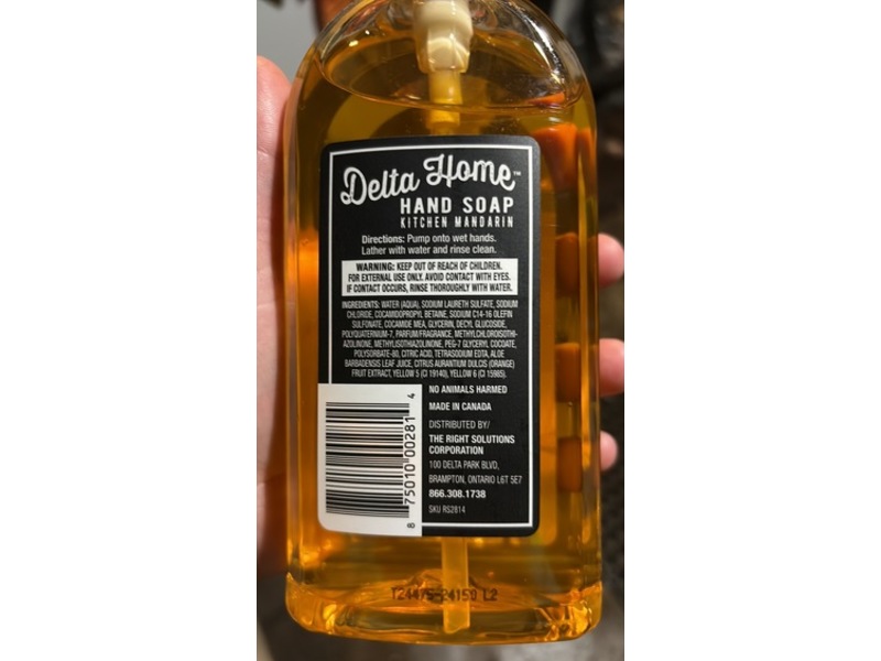 Delta Home Hand Soap, Kitchen Mandarin, 16 fl oz/473 mL