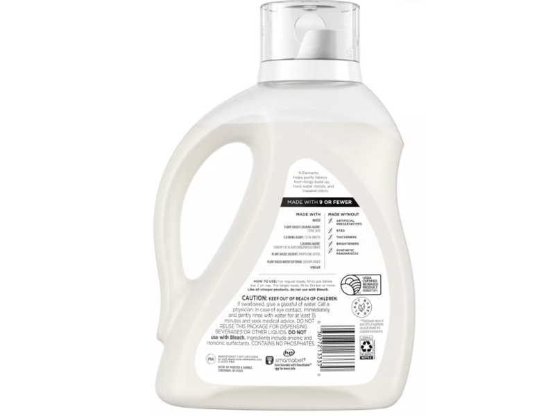 9 Elements Laundry Detergent, Unscented, 92 fl oz/2.72 L
