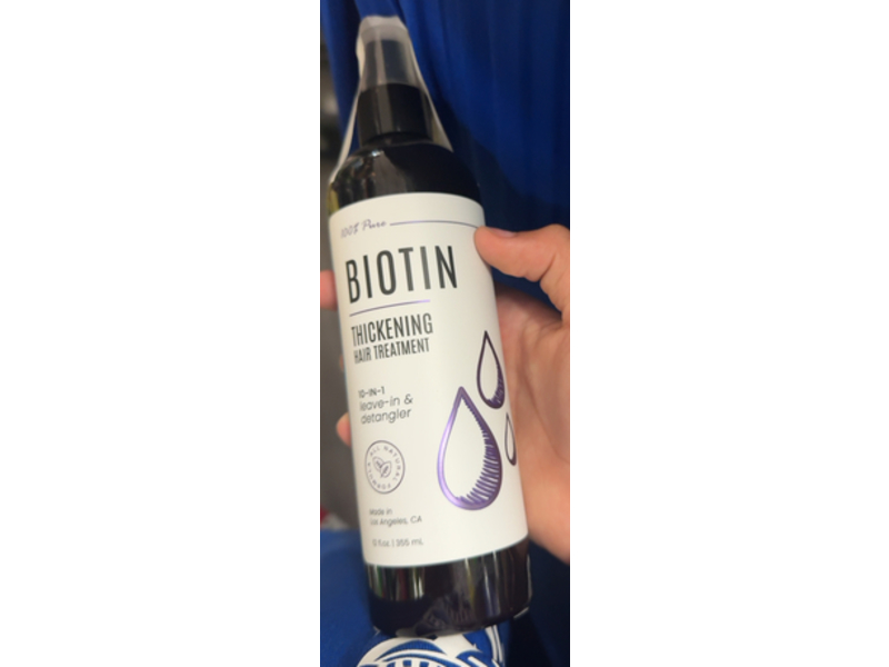 Custom Nature LLC Biotin Thickening Hair Treatment 10-in-1 Leave In & Detangler, 12 fl oz/355 mL