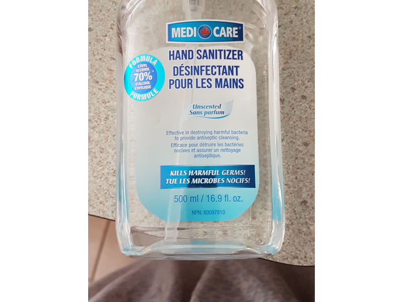 Medi Care Hand Sanitizer, Unscented, 16.9 fl oz/500 mL