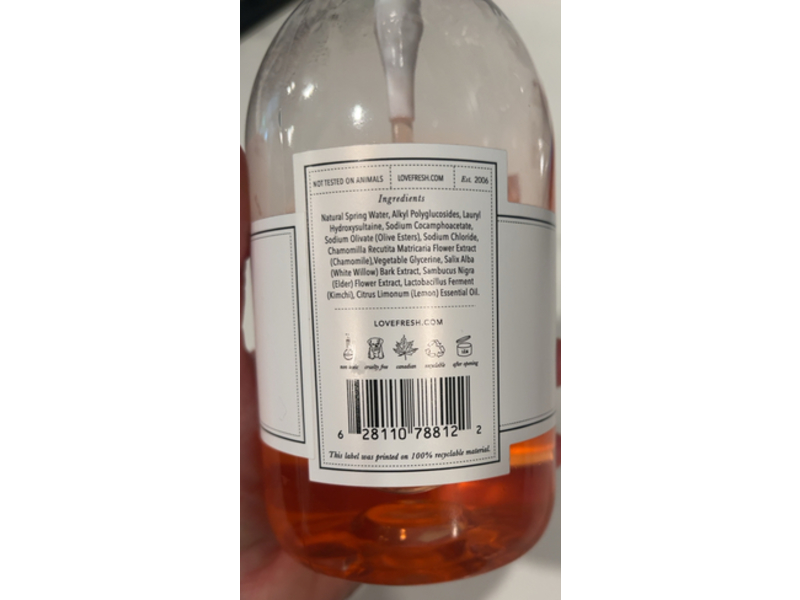 Lover Fresh Hand & Body Wash, Lemon Verbena, 16 fl oz/500 mL