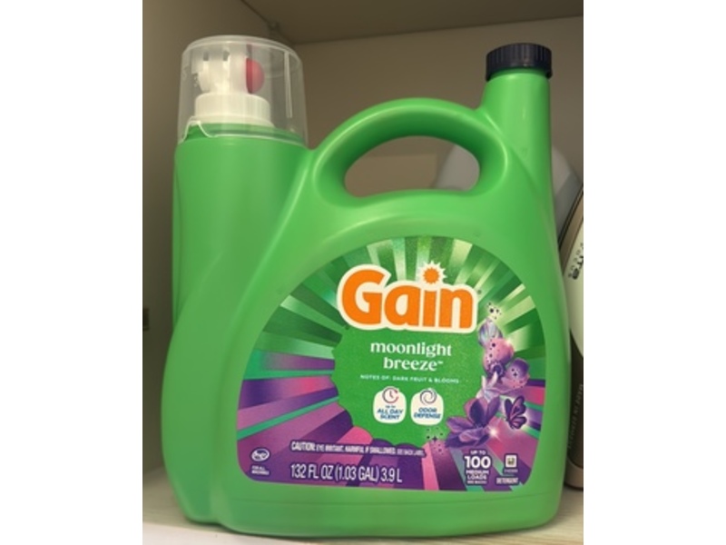 Gain Liquid Detergent, Moonlight Breeze, 100 Loads, 132 fl oz/3.9 L