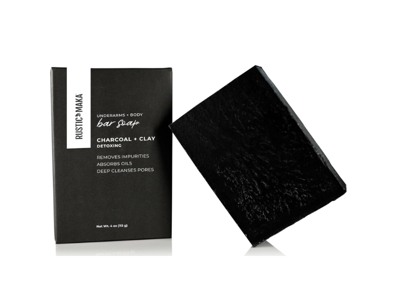 Rustic Maka Detoxing Bar Soap, Charcoal + Clay, 4 oz/113 g
