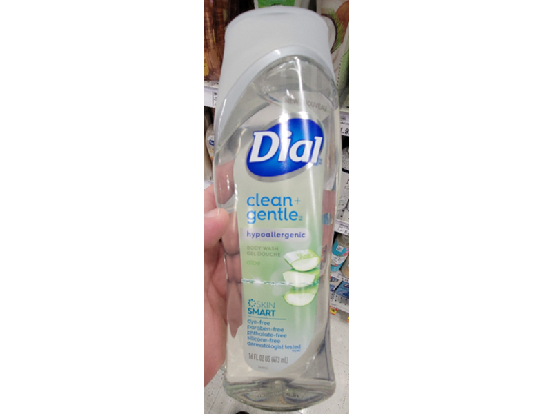 Dial Body Wash, Clean + Gentle, Hypoallergenic, Aloe, 16 fl oz/473 mL, Pack Of 6