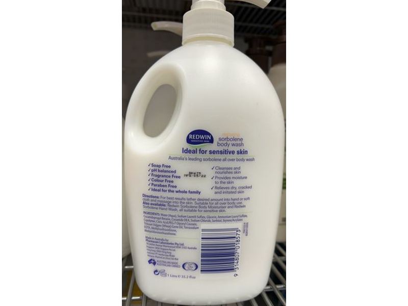 Redwin Sorbolene Body Wash, Soap Free, 1 L