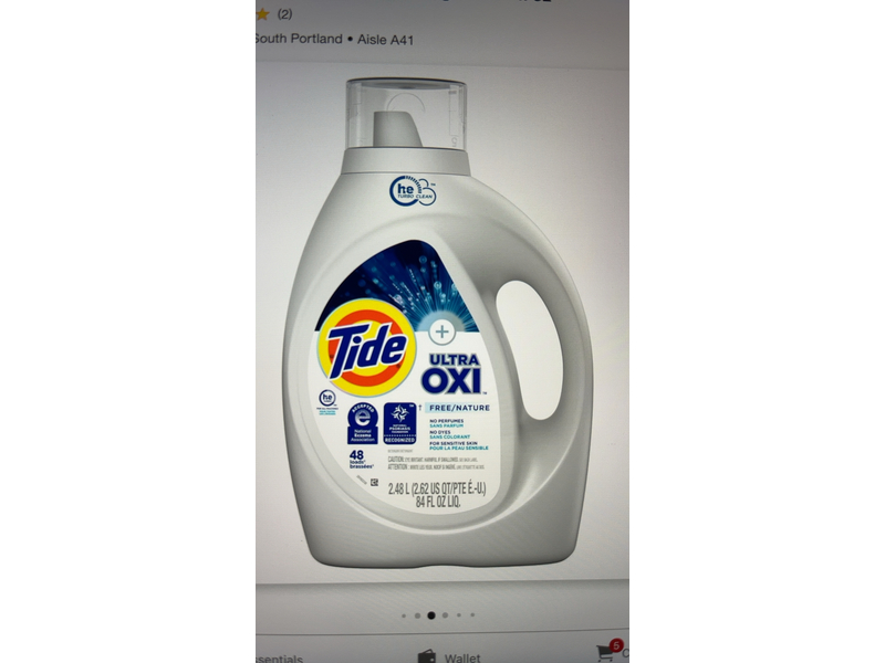 Tide Ultra Oxi Laundry Detergent, Free, 48 Loads, 84 fl oz/2.48 L