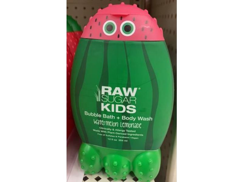 Raw Sugar Kids Bubble Bath + Body Wash, Watermelon Lemonade, 12 fl oz/354 ml