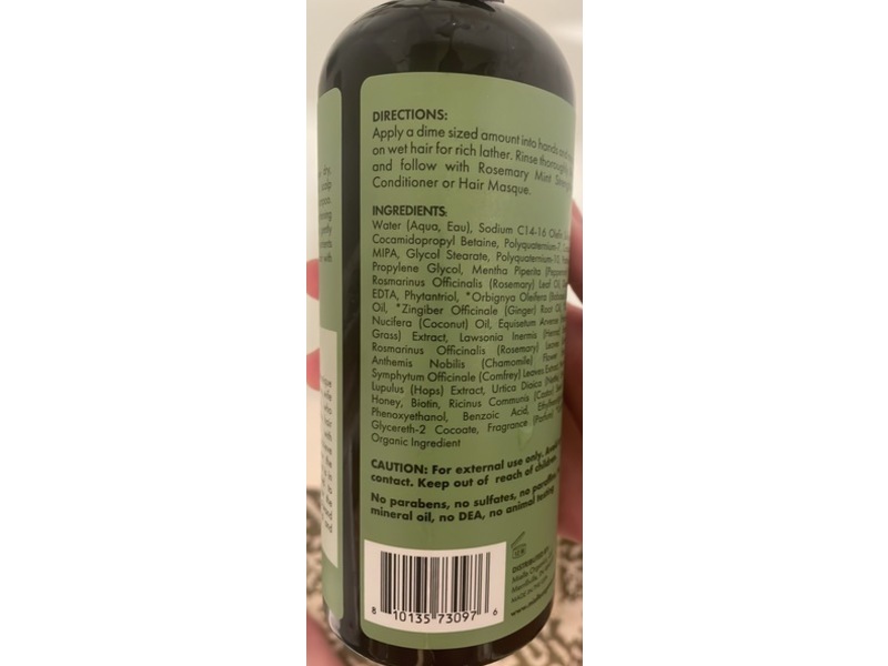 Mielle Rosemary Mint Strengthening Shampoo, 20 fl oz/591 mL