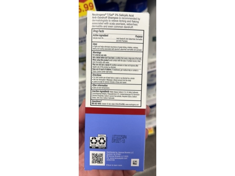 Neutrogena T/Sal Anti-Dandruff Shampoo, 3% Salicylic Acid, 8 fl oz/236 mL