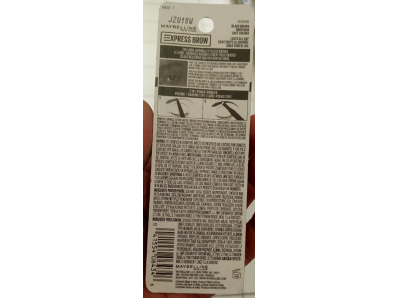 Maybelline New York Express Eyebrow 2-In-1 Pencil + Powder, 262 Black Brown, 0.017 oz/500 mg