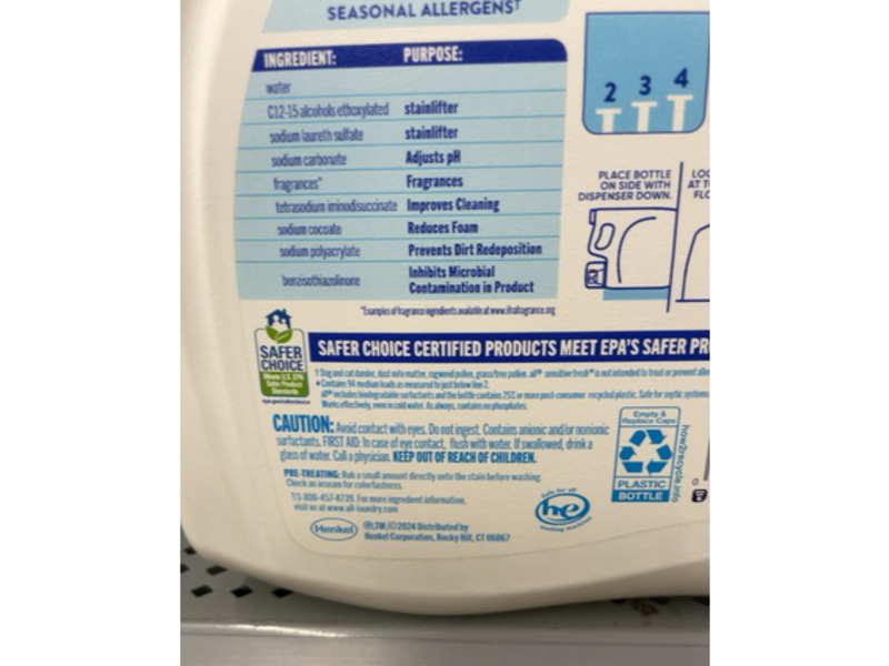 All Fresh Laundry Detergent, Spring Breeze, 94 Loads, 141 fl oz/4.16 L