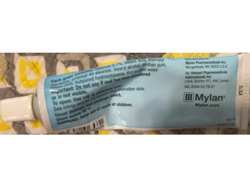 Tretinoin 0.1% Cream, 45 g, Mylan Pharmaceuticals(Rx)
