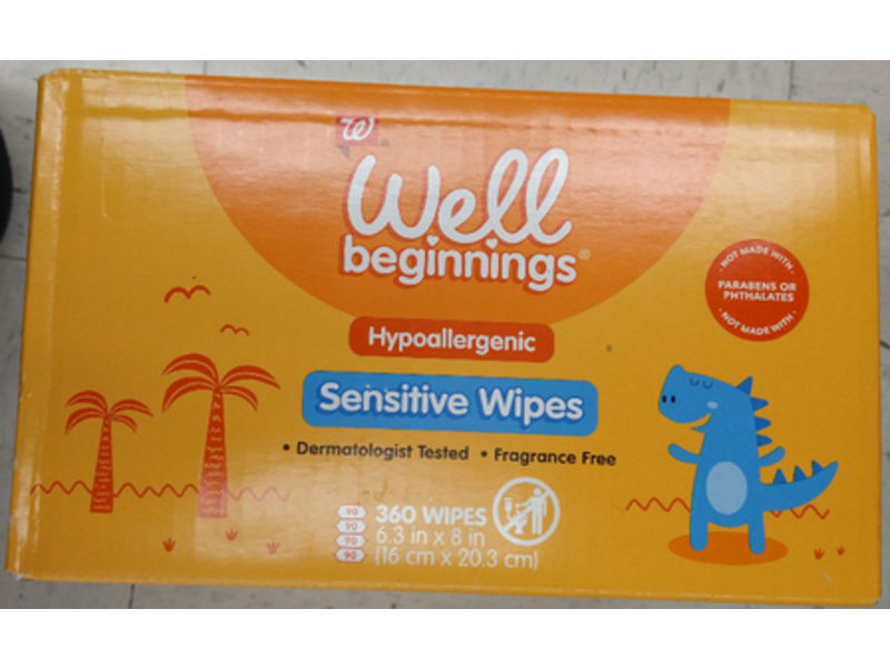 Walgreens Well Beginnings Hypoallergenic Sensitive Wipes, 360 Wipes