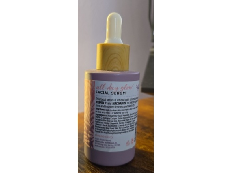 Clean Beauty All Day Glow Facial Serum, Vitamin C + Niacinamide, 2 fl oz/59 mL