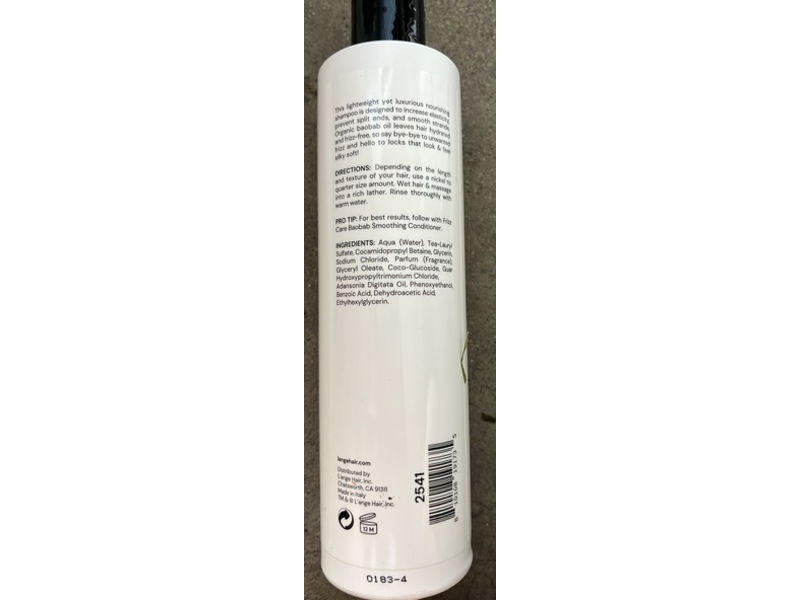 L'ange Frizz Care Baobab Smoothing Shampoo, 10.14 fl oz/300 mL