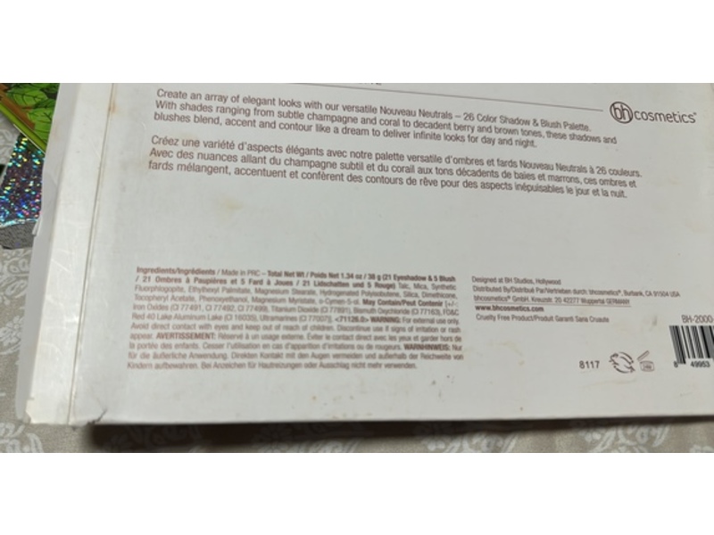 BH Cosmetics Nouveau Neutrals 26 Color Shadow & Blush Palette, 1.34 oz/38 g