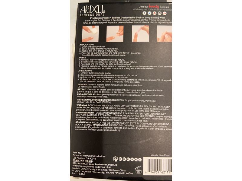 Ardell Nail Addict Artificial Nail Set, Metallic Lilac Pearl, 0.07 oz/2 g