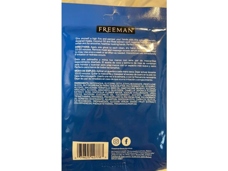 Freeman Silky Hand Mask, Hydrating & Softening, 0.80 fl oz/24 mL