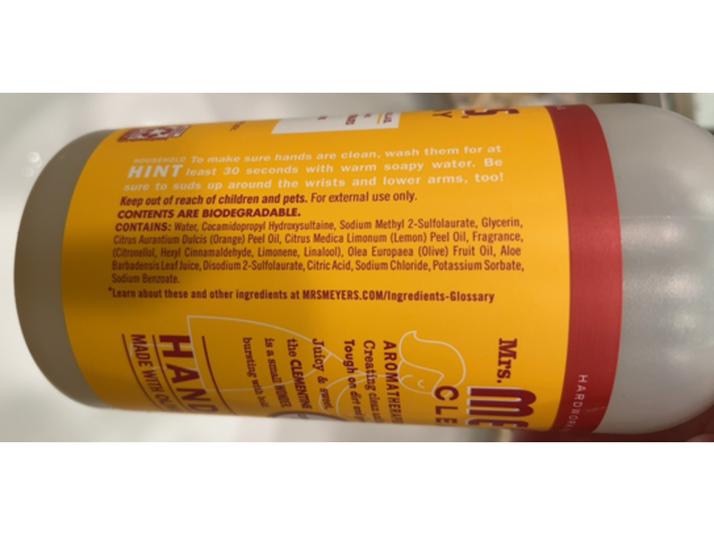 Mrs. Meyer's Clean Day Hand Soap, Clementine Scent, 16 fl oz/473 mL