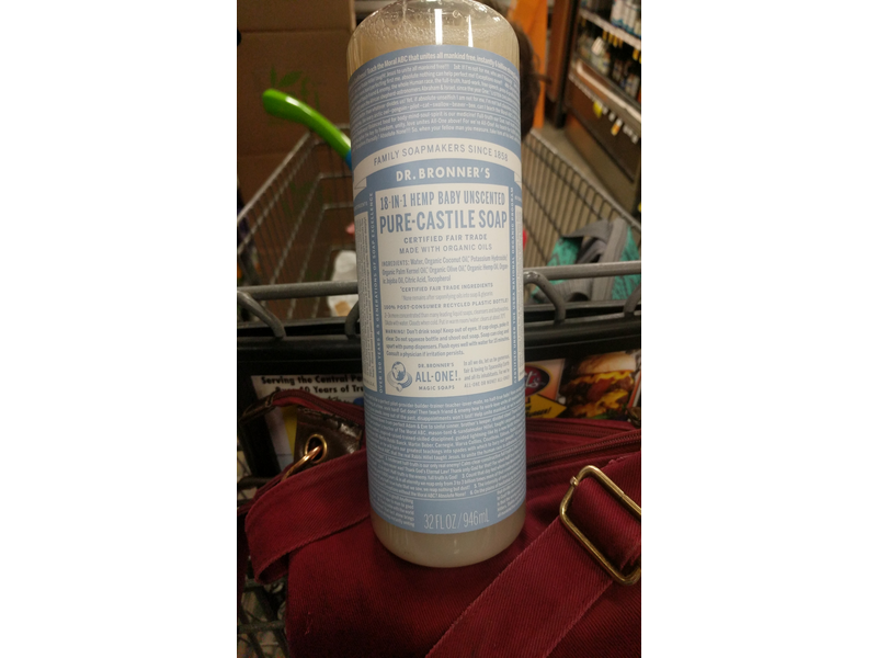 Dr. Bronner's 18-in-1 Hemp Baby Unscented Pure-Castile Soap, 32 fl. oz