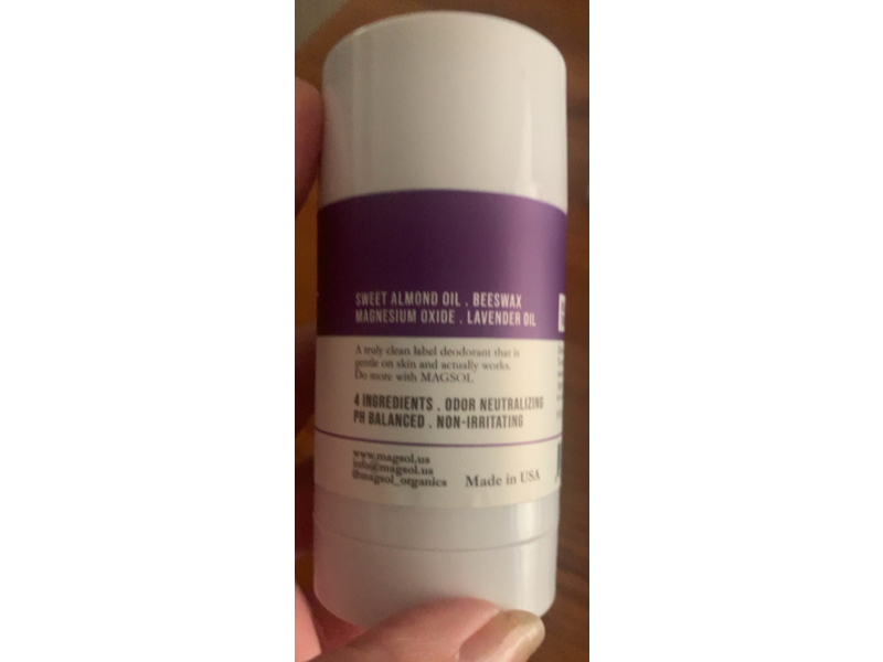 Magsol Magnesium Deodorant, Lavender, 3.2 oz/95 g