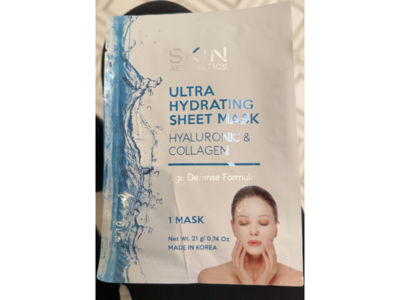 Skin Aesthetics Ultra Hydrating Sheet Face Mask, Hyaluronic & Collagen, 0.74 oz/21 g, 5 Count