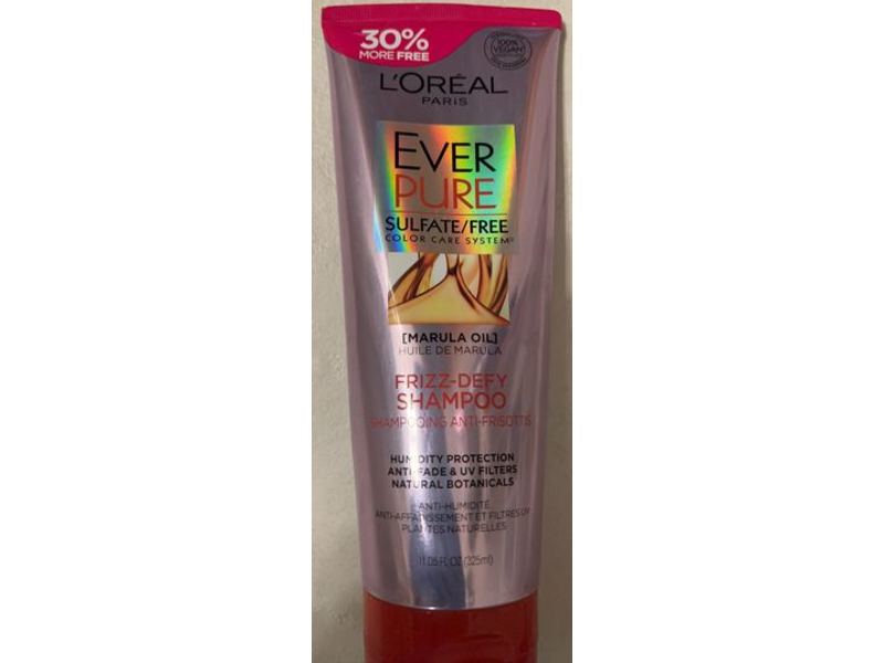 L'Oreal Paris Ever Pure Frizz-Defy Shampoo, Sulfate Free, Marula Oil, 11.05 fl oz/325 mL