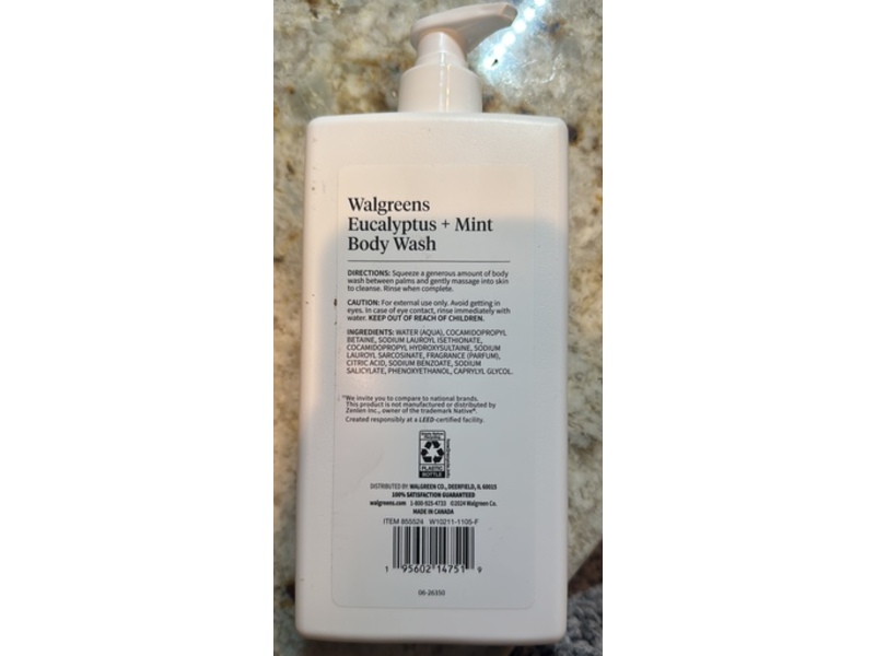 Walgreens Body Wash, Eucalyptus & Mint, 18.0 fl oz/532 mL