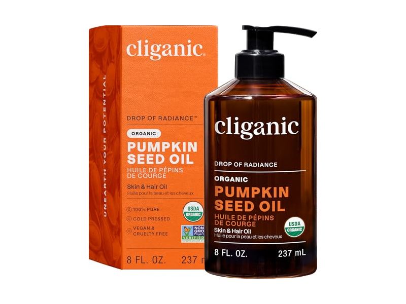 Cliganic Drop Of Radiance Organic Oil, Pumpkin Seed, 8 fl oz/237 mL