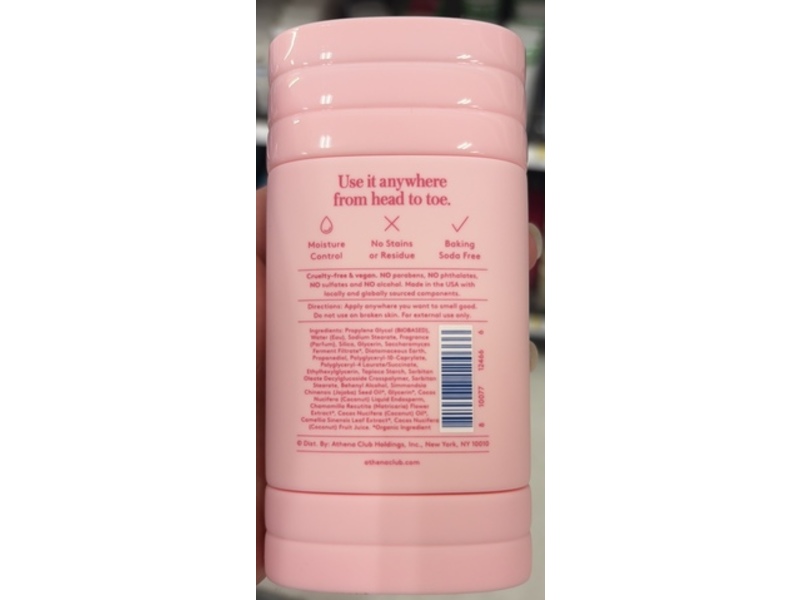 Athena Club All Over Deo Natural Deodorant Stick, Petal Bloom, 2.6 oz/74 g