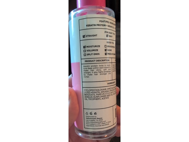 Herbalosophy Keratin Smooth Hair Serum, 3.38 fl oz/100 mL