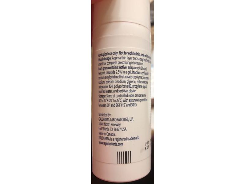 Epiduo Forte (Adapalene And Benzoyl Peroxide) Gel 0.3%/2.5%, 45 g Galderma (RX)