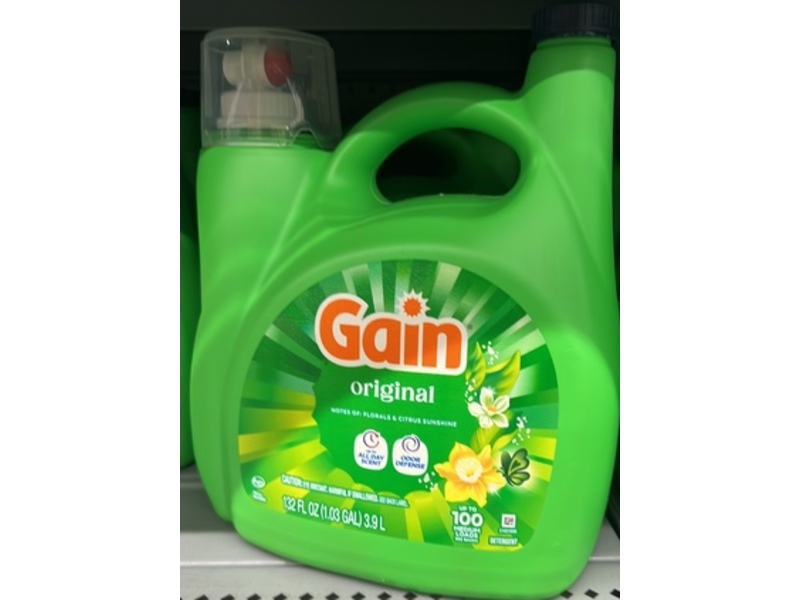 Gain Liquid Laundry Detergent, Original, 100 Loads, 132 fl oz/3.9 L