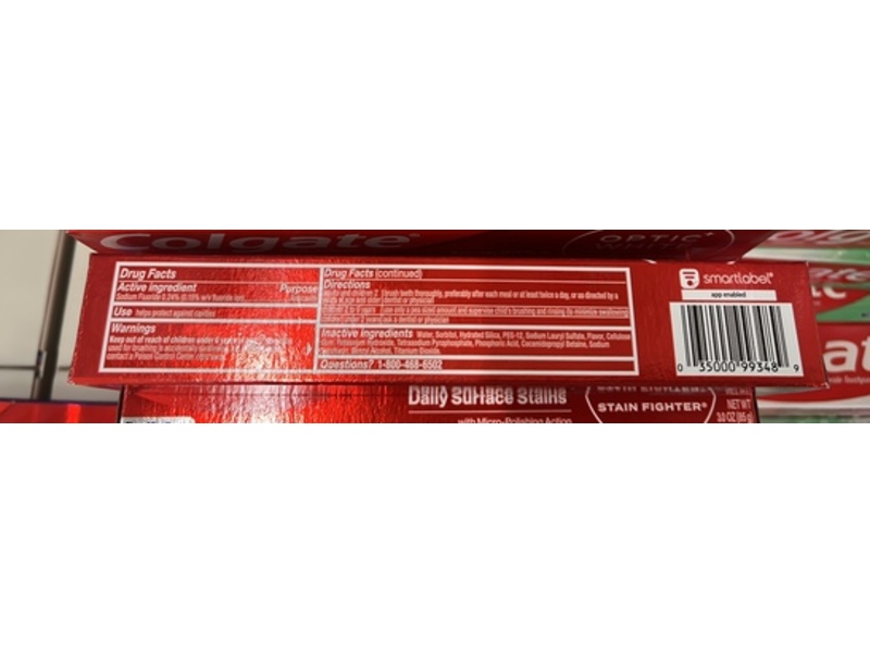 Colgate Optic White Fluoride Toothpaste, Clean Mint, 3 oz/85 g