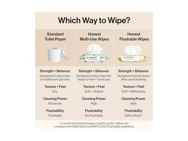 The Honest Company Flushable Wipes, 42 Count, Pack Of 3