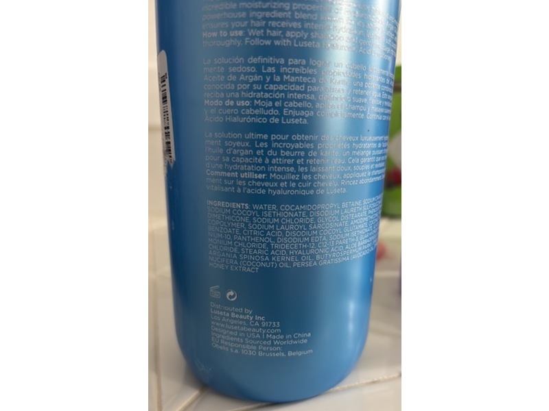 Luseta Hyaluronic Acid Moisturizing Shampoo, Avocado Argan Oil & Shea Butter, 33.8 fl oz/1 L