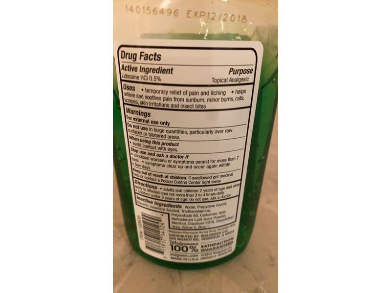 Walgreens Burn Relief Pain Relieving Gel, Aloe Vera, 8 oz