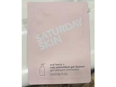 Saturday Skin Antioxidant Gel Cleanser, Acai Berry + Oats, 0.06 fl oz/2mL