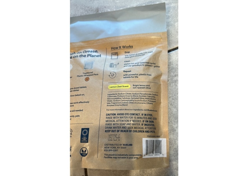 Blueland Dishwasher Detergent Tablets, Lemon Zest Scent, 9.5 oz/268 g, 40 Count