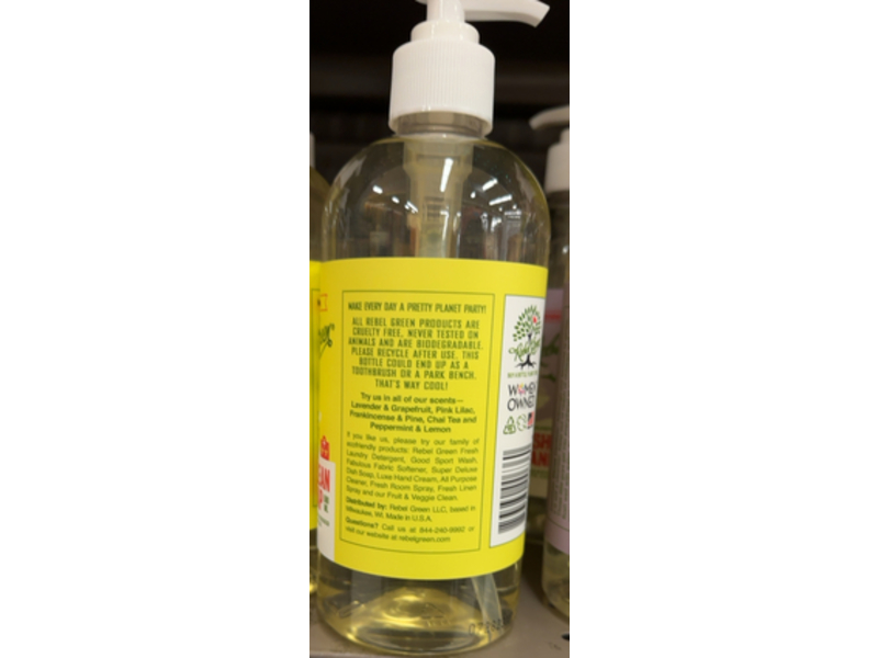 Rebel Green Hand Soap, Peppermint & Lemon, 16.9 fl oz/500 mL