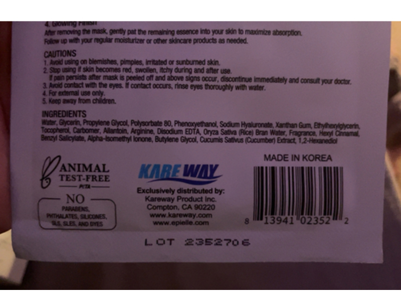 Epielle Hydrating Serum Facial Sheet Masks, Cucumber, 0.7 fl oz/23 mL, Pack Of 5