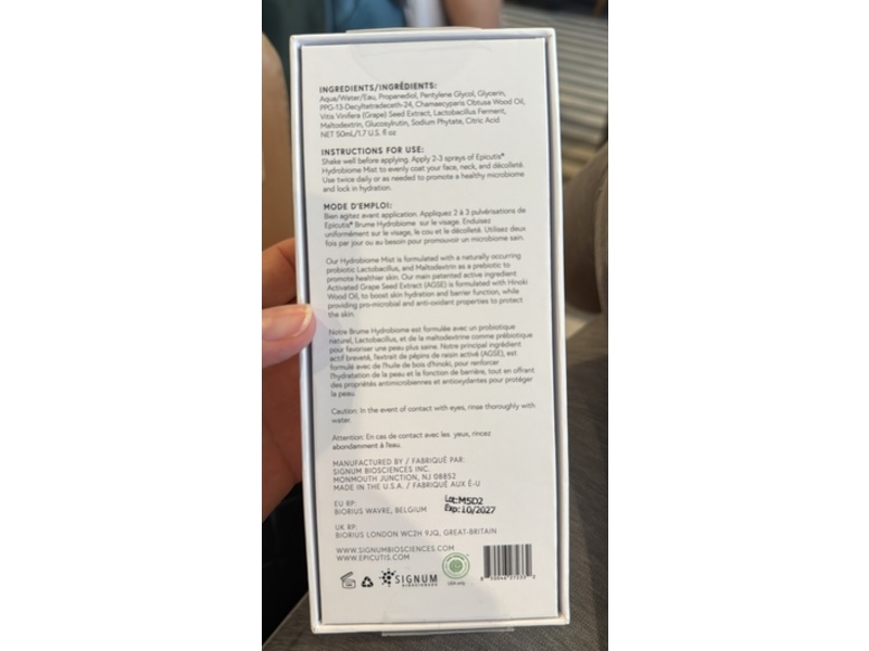 Epicutis Hydrobiome Mist, 1.7 fl oz/50 mL